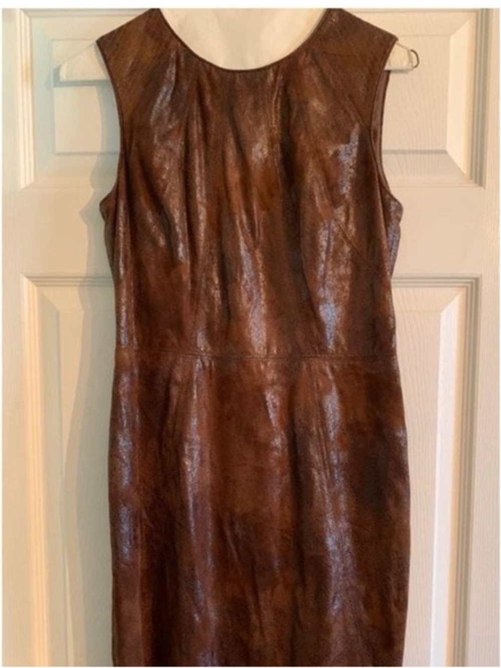 Vince Camuto Brown Faux-Leather Mini Sheath Dress